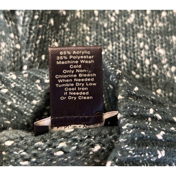 Ann Taylor Womens Mock Neck Sweater Sz M Green Marled Bell Sleeve - Picture 8 of 8